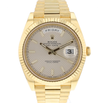 Day-Date 40 Yellow Gold Silver Honey Comb Dial