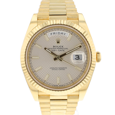 Rolex - Day-Date 40 Yellow Gold Silver Honey Comb Dial