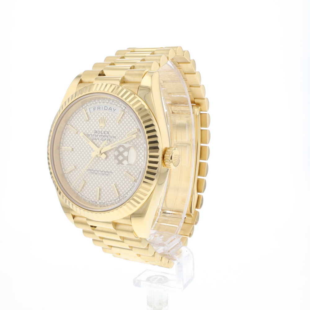 Day-Date 40 Yellow Gold Silver Honey Comb Dial