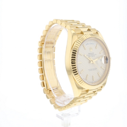 Day-Date 40 Yellow Gold Silver Honey Comb Dial