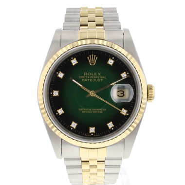 Rolex - Datejust 36 Steel/Gold Jubilee Green Vignette Diamond Dial