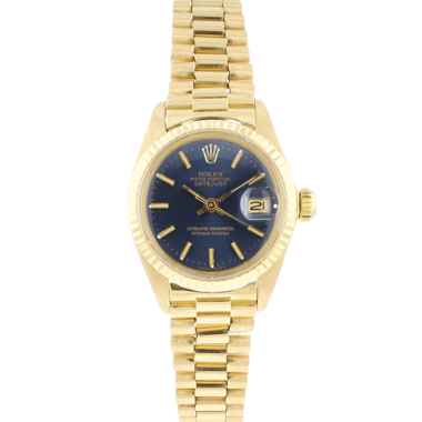 Rolex - Datejust Lady 26 Yellow Gold President Blue Dial
