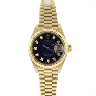 Rolex - Lady-Datejust 26 Yellow Gold Blue Vignette Diamond Dial