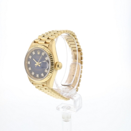 Lady-Datejust 26 Yellow Gold Blue Vignette Diamond Dial