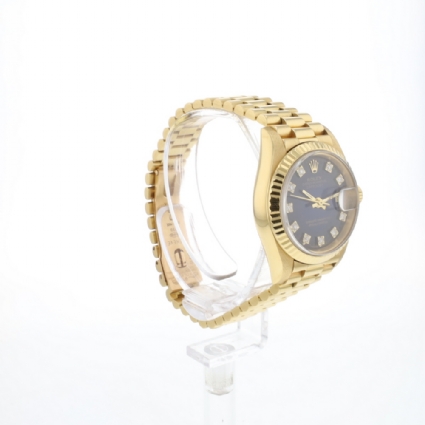Lady-Datejust 26 Yellow Gold Blue Vignette Diamond Dial