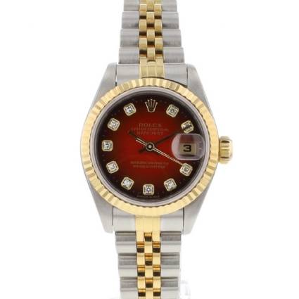 Lady-Datejust 26 Steel/Gold Red Vignette Diamond Dial