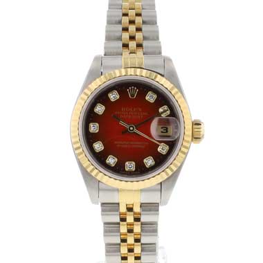 Rolex - Lady-Datejust 26 Steel/Gold Red Vignette Diamond Dial