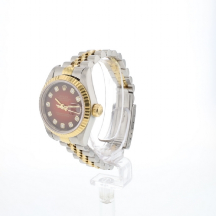 Lady-Datejust 26 Steel/Gold Red Vignette Diamond Dial