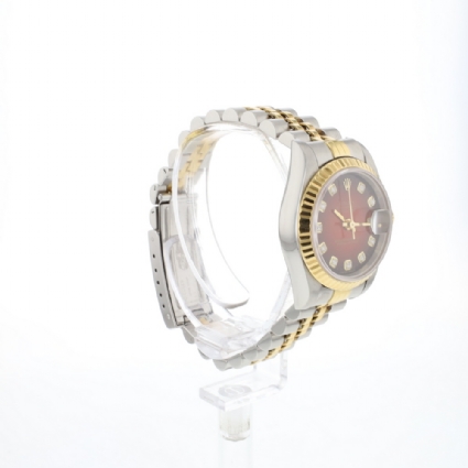 Lady-Datejust 26 Steel/Gold Red Vignette Diamond Dial