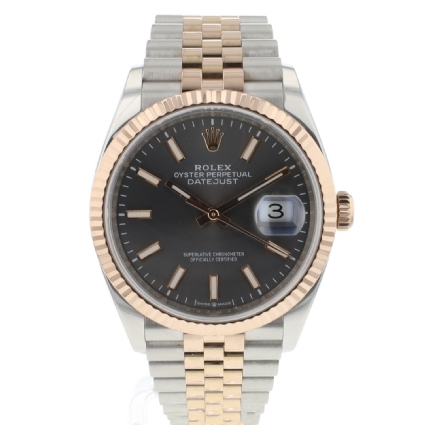 Datejust 36  Steel Everose Gold Fluted Slate Grey Dial