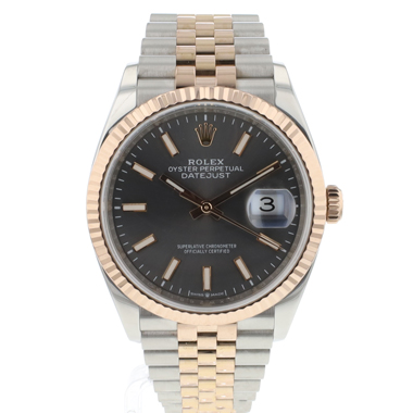 Rolex - Datejust 36  Steel Everose Gold Fluted Slate Grey Dial