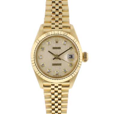 Rolex - Lady-Datejust 26 Yellow Gold Super Jubilee Factory Logo Diamond Dial