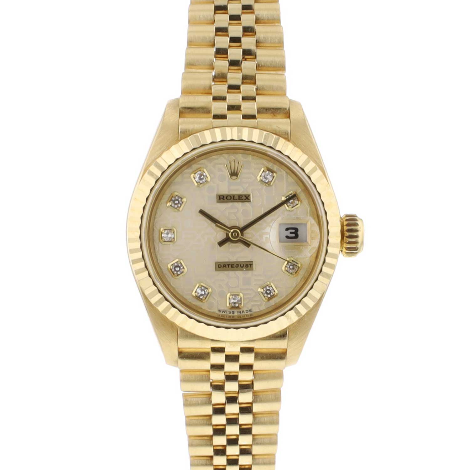 Lady-Datejust 26 Yellow Gold Super Jubilee Factory Logo Diamond Dial