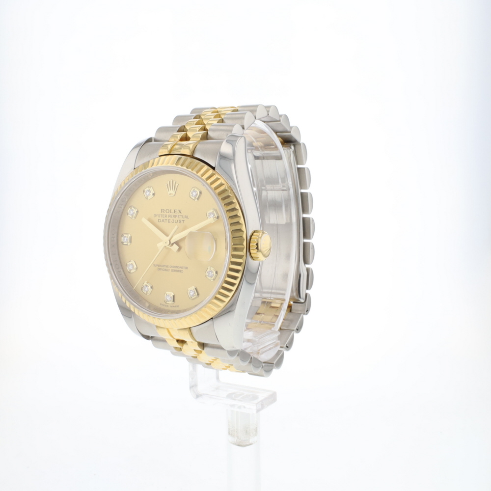 Datejust 36 Steel Gold Jubilee Fluted Champagne Diamond Dial
