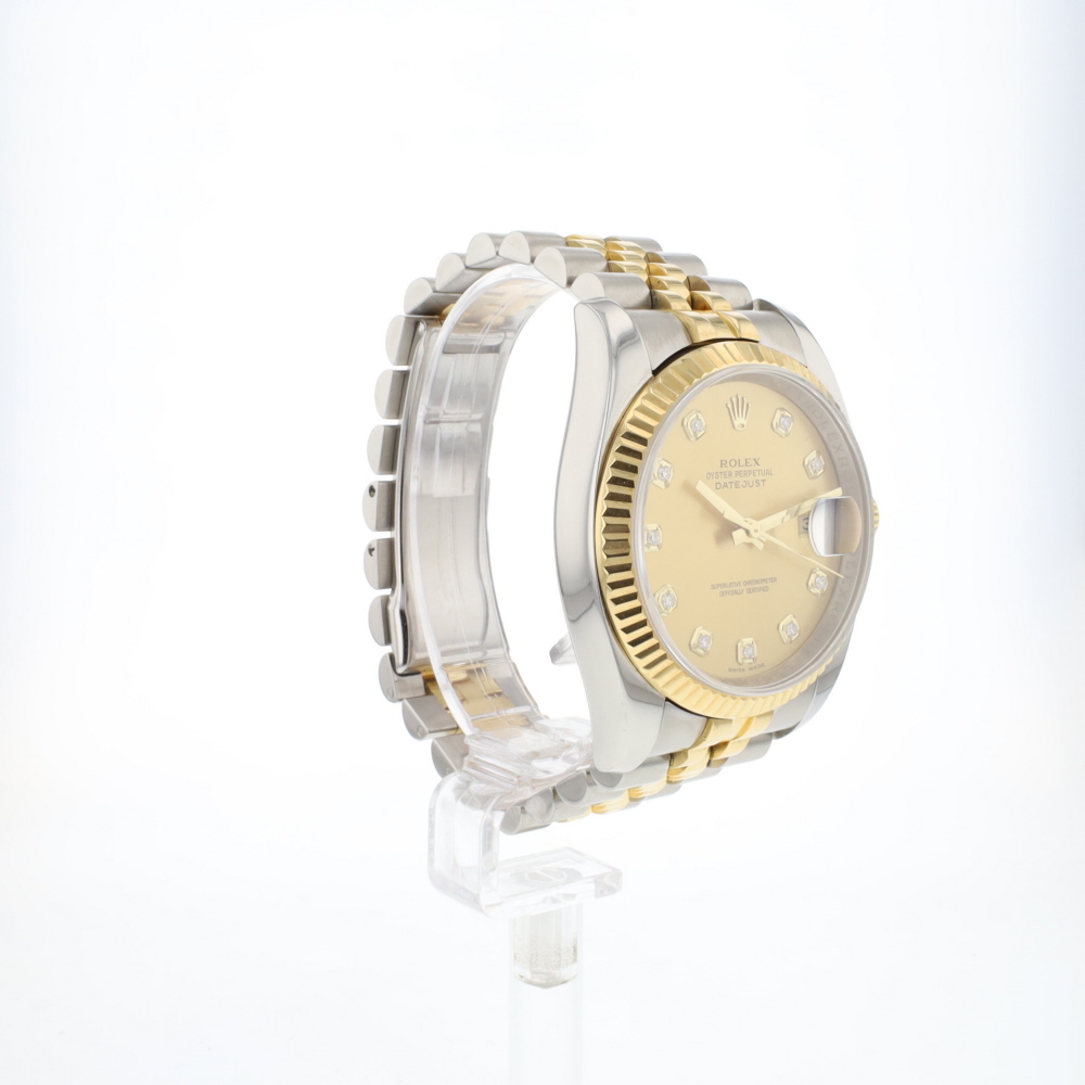 Datejust 36 Steel Gold Jubilee Fluted Champagne Diamond Dial