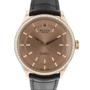 Rolex - Cellini Time Rose Gold Diamond Sundust Dial