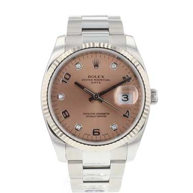 Rolex - Date 34 Oyster Fluted Pink Diamond Dial