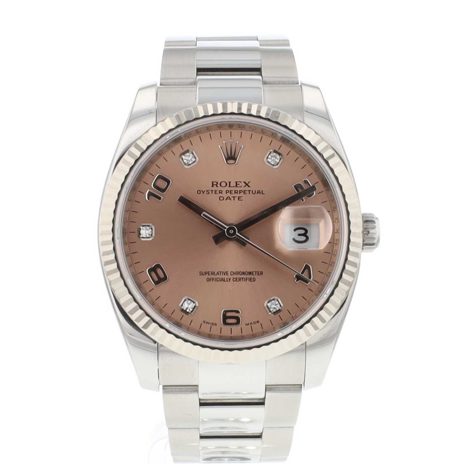 Date 34 Oyster Fluted Pink Diamond Dial