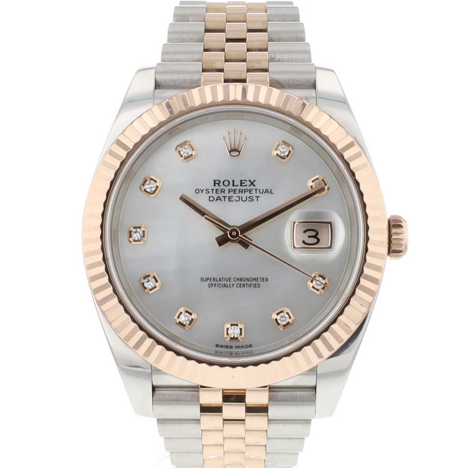 Datejust 41 Steel/Everose Gold Fluted Jubilee Diamond MOP Dial