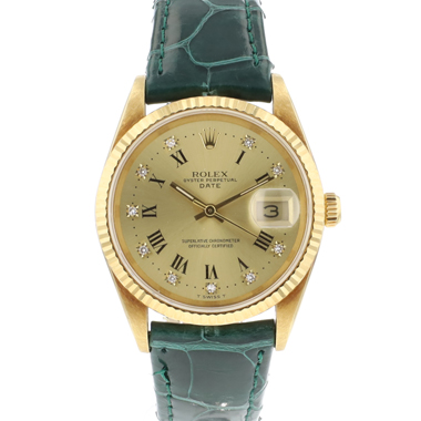 Rolex - Date 34 Diamond Champagne Buckley Dial