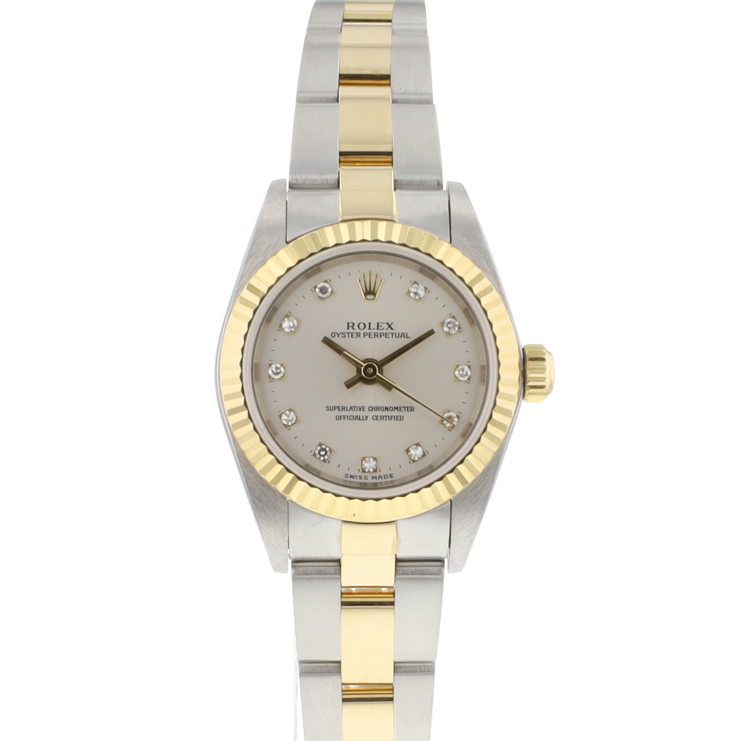 Oyster Perpetual 26 Gold/Steel Oyster Silver Diamond Dial