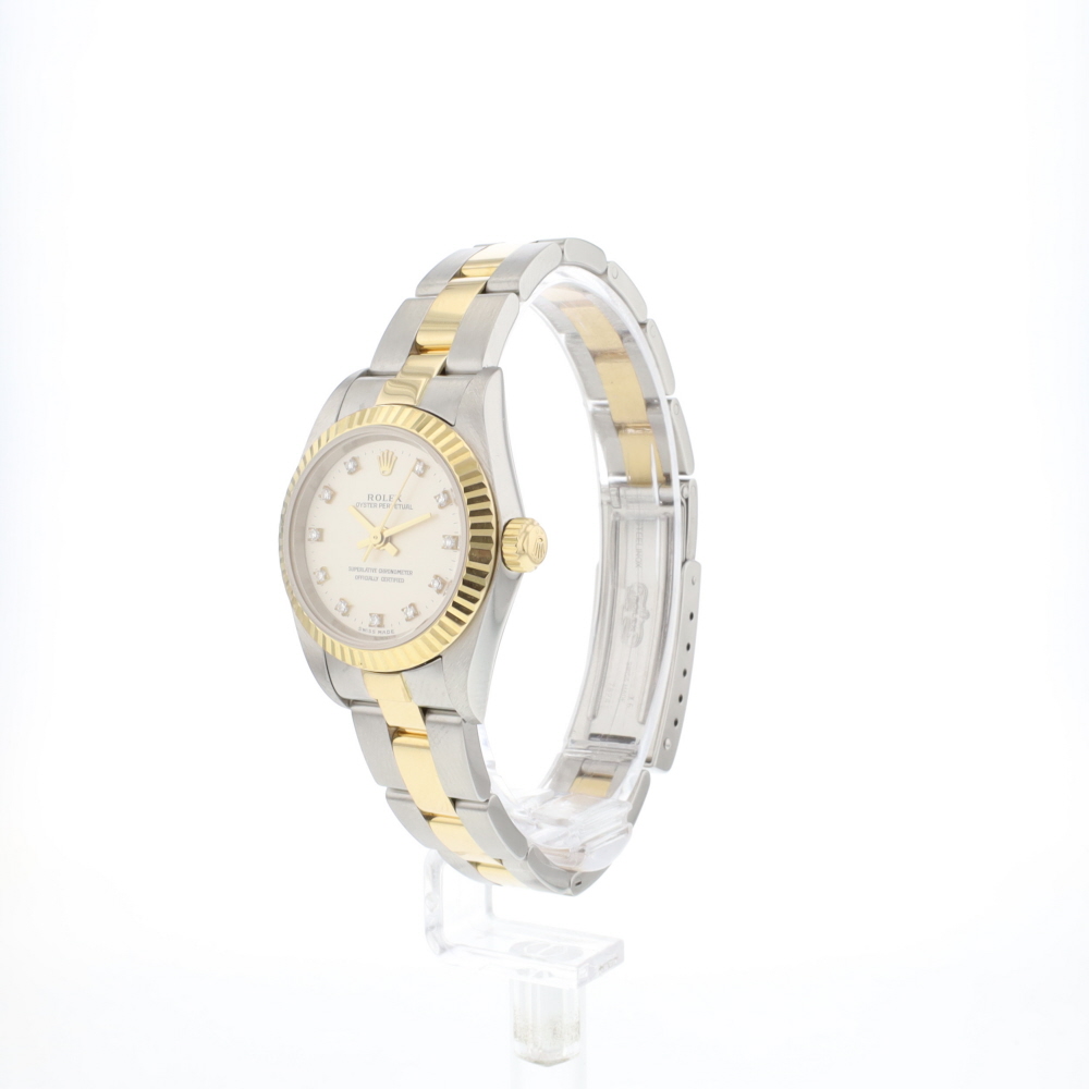 Oyster Perpetual 26 Gold/Steel Oyster Silver Diamond Dial