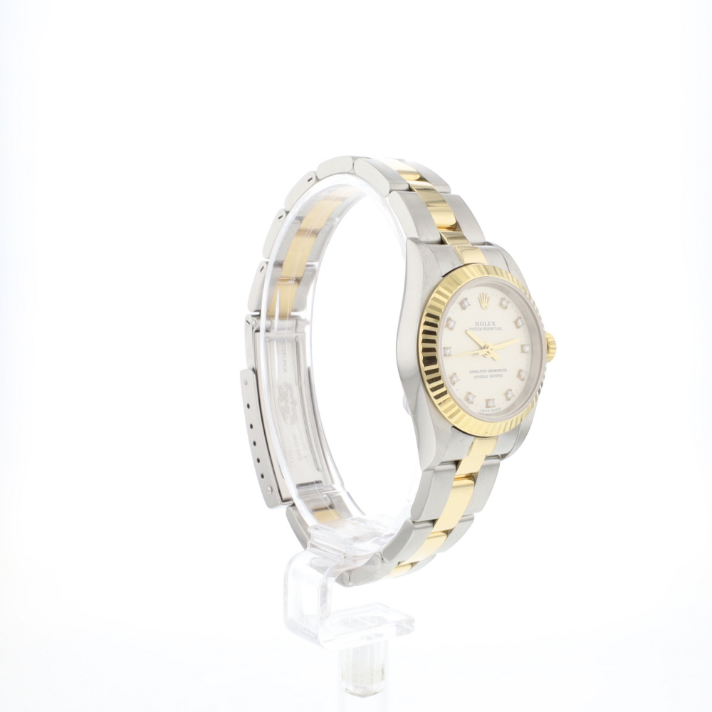 Oyster Perpetual 26 Gold/Steel Oyster Silver Diamond Dial
