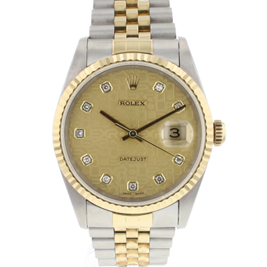 Rolex - Datejust 36 Steel/Gold Jubilee Champagne Logo Diamond Dial
