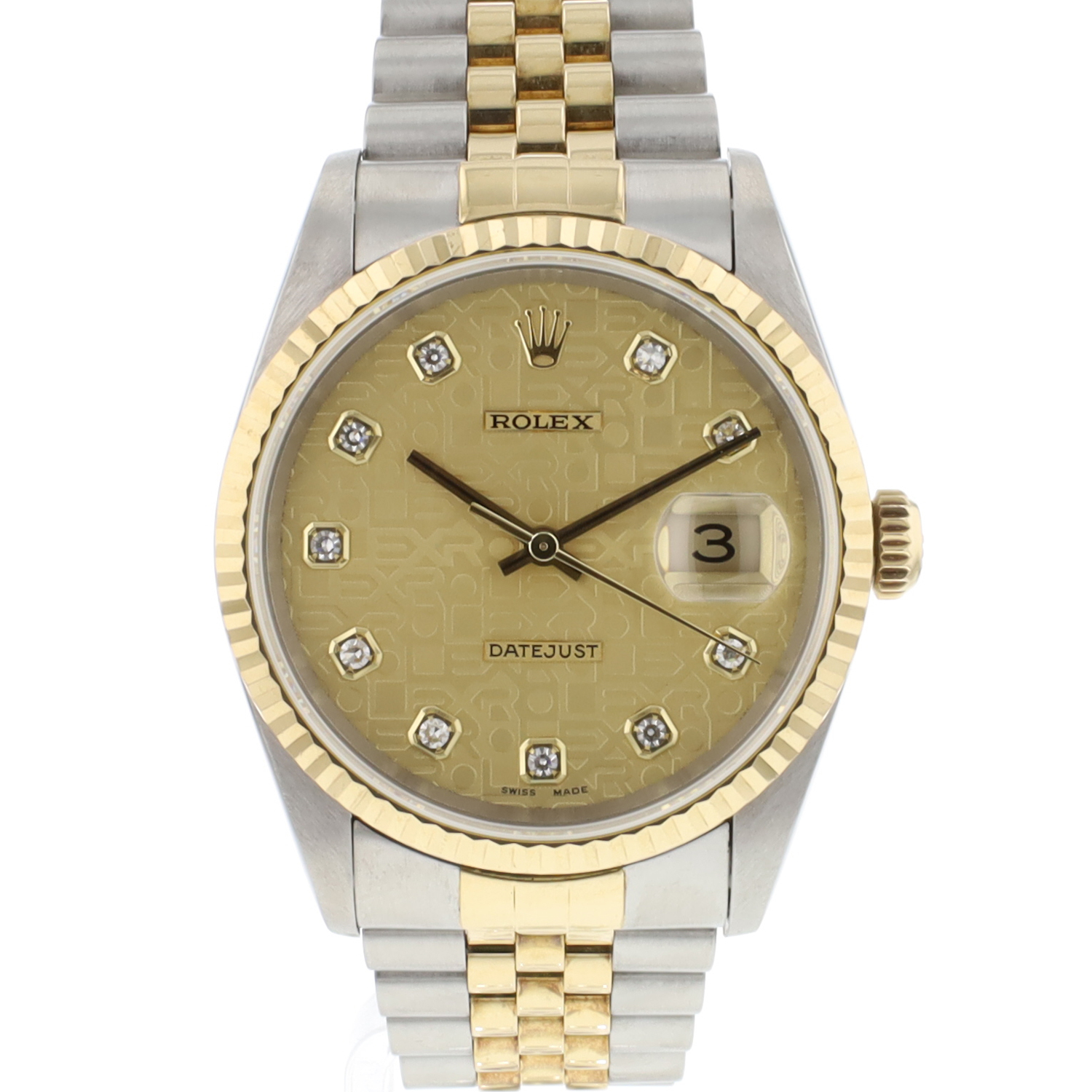 Datejust 36 Steel/Gold Jubilee Champagne Logo Diamond Dial