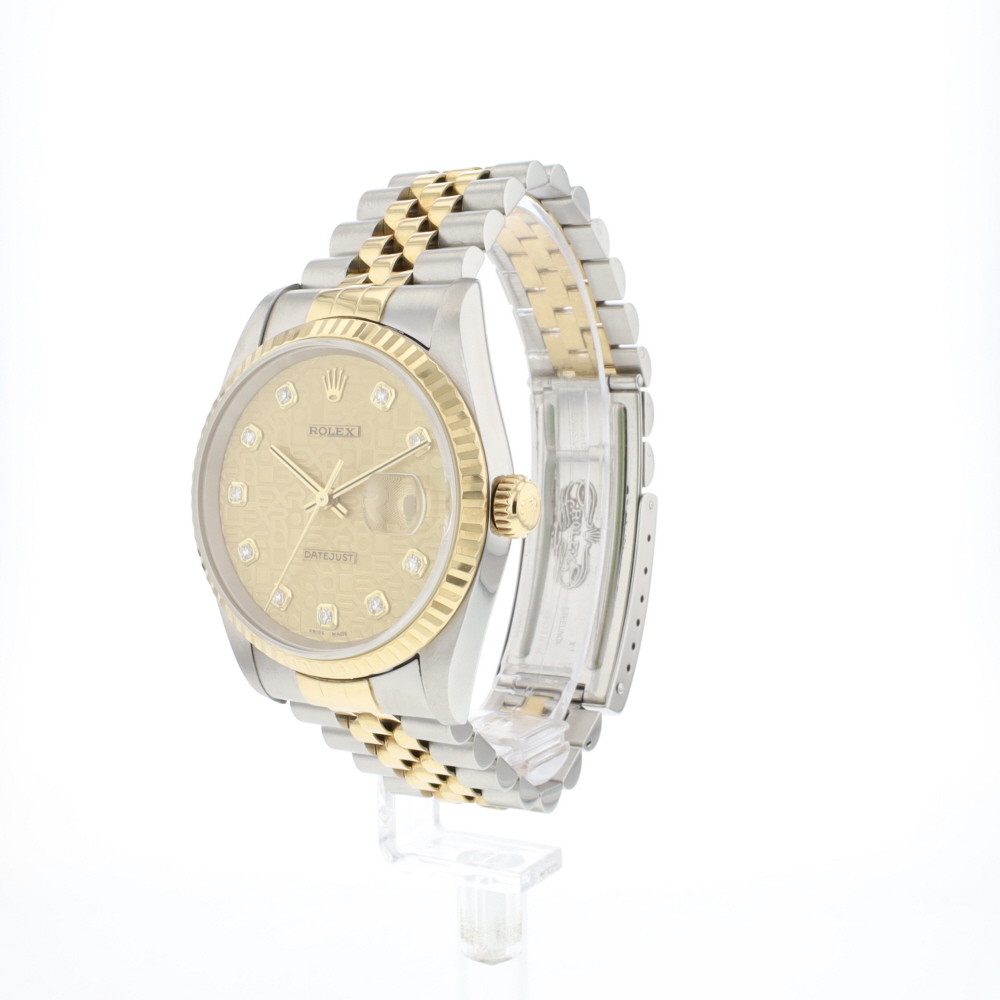 Datejust 36 Steel/Gold Jubilee Champagne Logo Diamond Dial