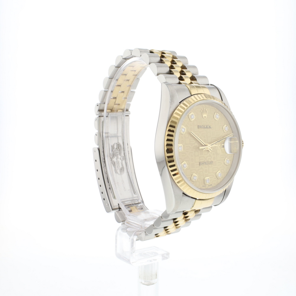 Datejust 36 Steel/Gold Jubilee Champagne Logo Diamond Dial