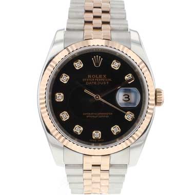 Rolex - Datejust 36 Steel/Everose Jubilee Black Diamond Dial