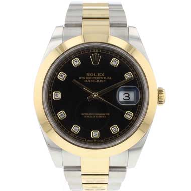 Rolex - Datejust 41 Steel Gold Oyster Black Diamond Dial