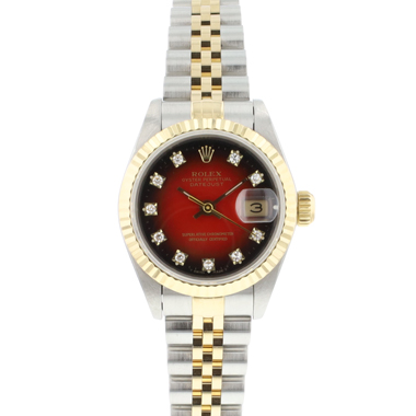 Rolex - Lady-Datejust 26 Steel/Gold Red Vignette Diamond Dial