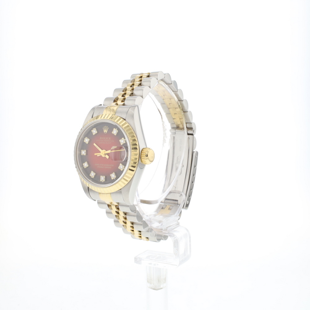 Lady-Datejust 26 Steel/Gold Red Vignette Diamond Dial