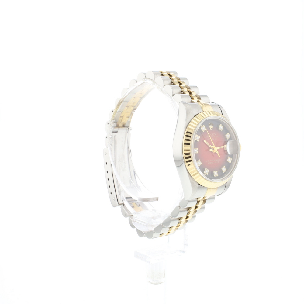 Lady-Datejust 26 Steel/Gold Red Vignette Diamond Dial