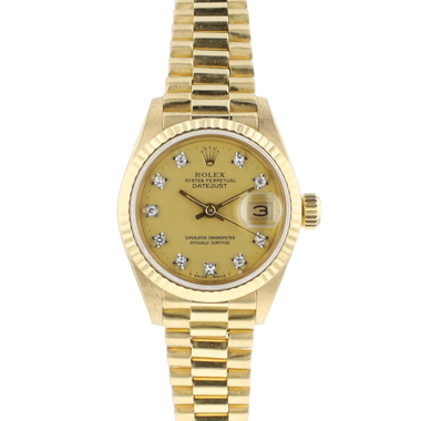 Rolex - Lady-Datejust 26 Yellow Gold President Champagne Diamond Dial