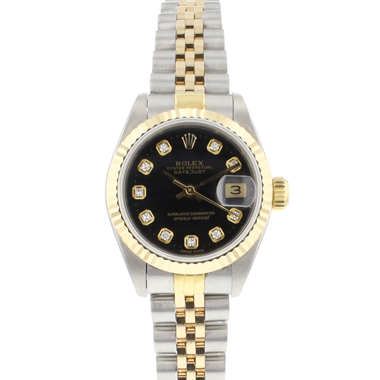 Rolex - Lady-Datejust 26 Steel/Gold Black Diamond Dial