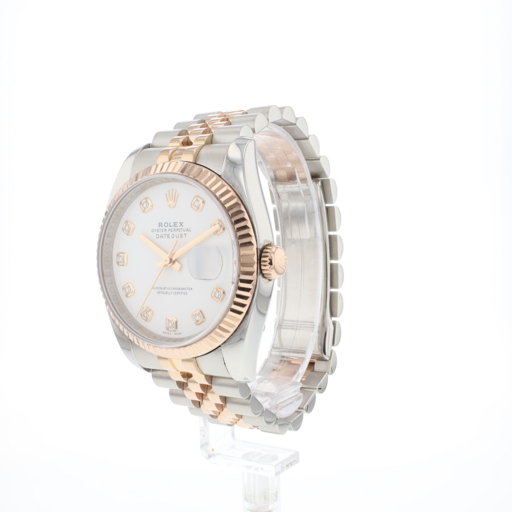 Datejust 36 Steel/Everose Jubilee White Diamond Dial
