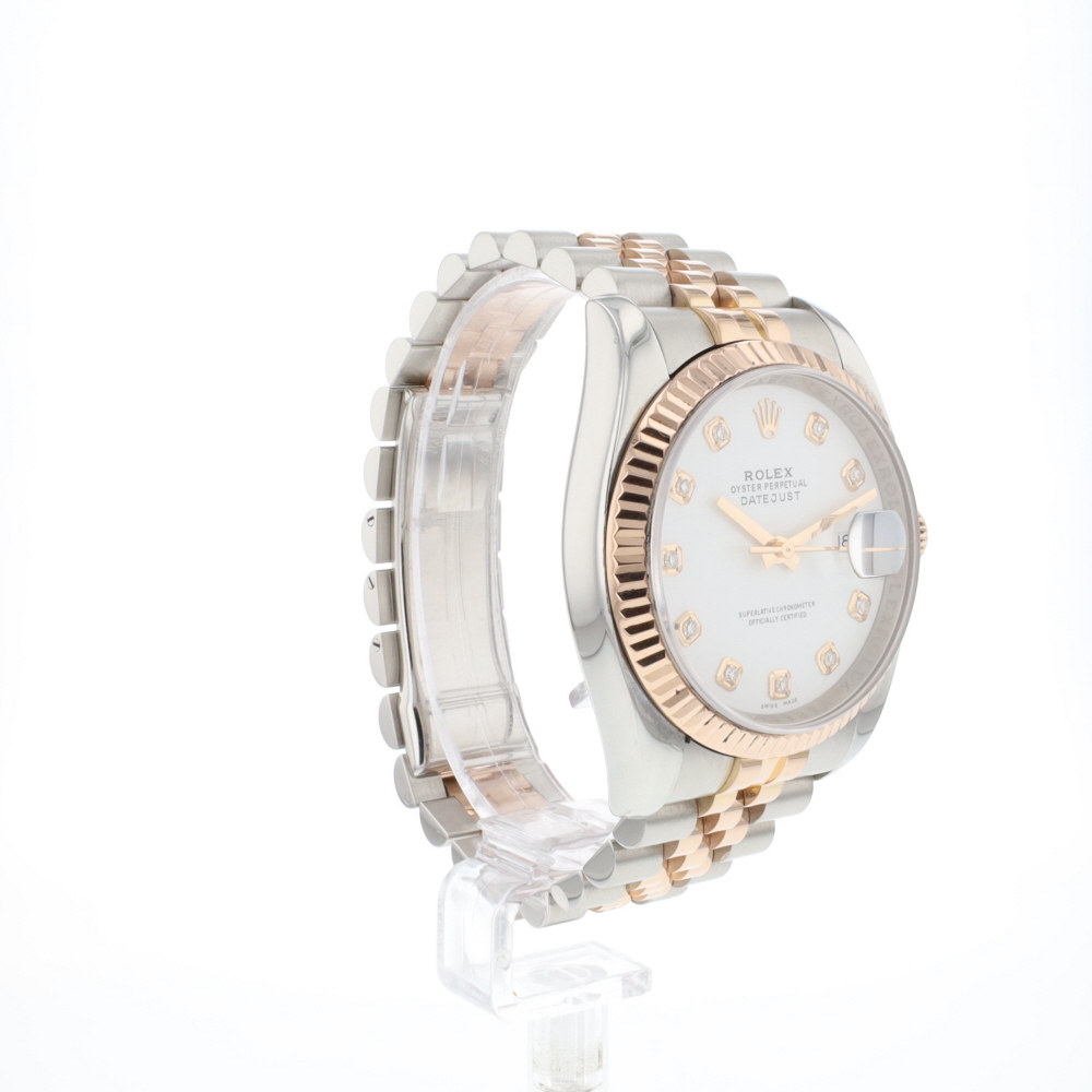 Datejust 36 Steel/Everose Jubilee White Diamond Dial