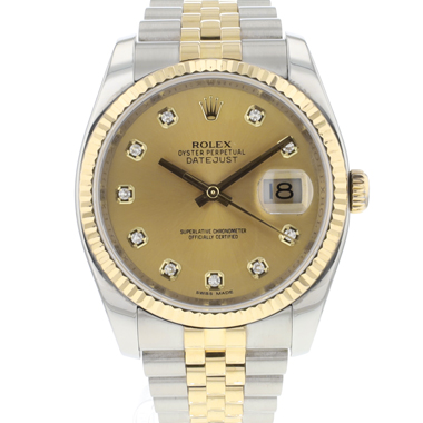 Rolex - Datejust 36 Steel/Gold Champagne Diamond Dial