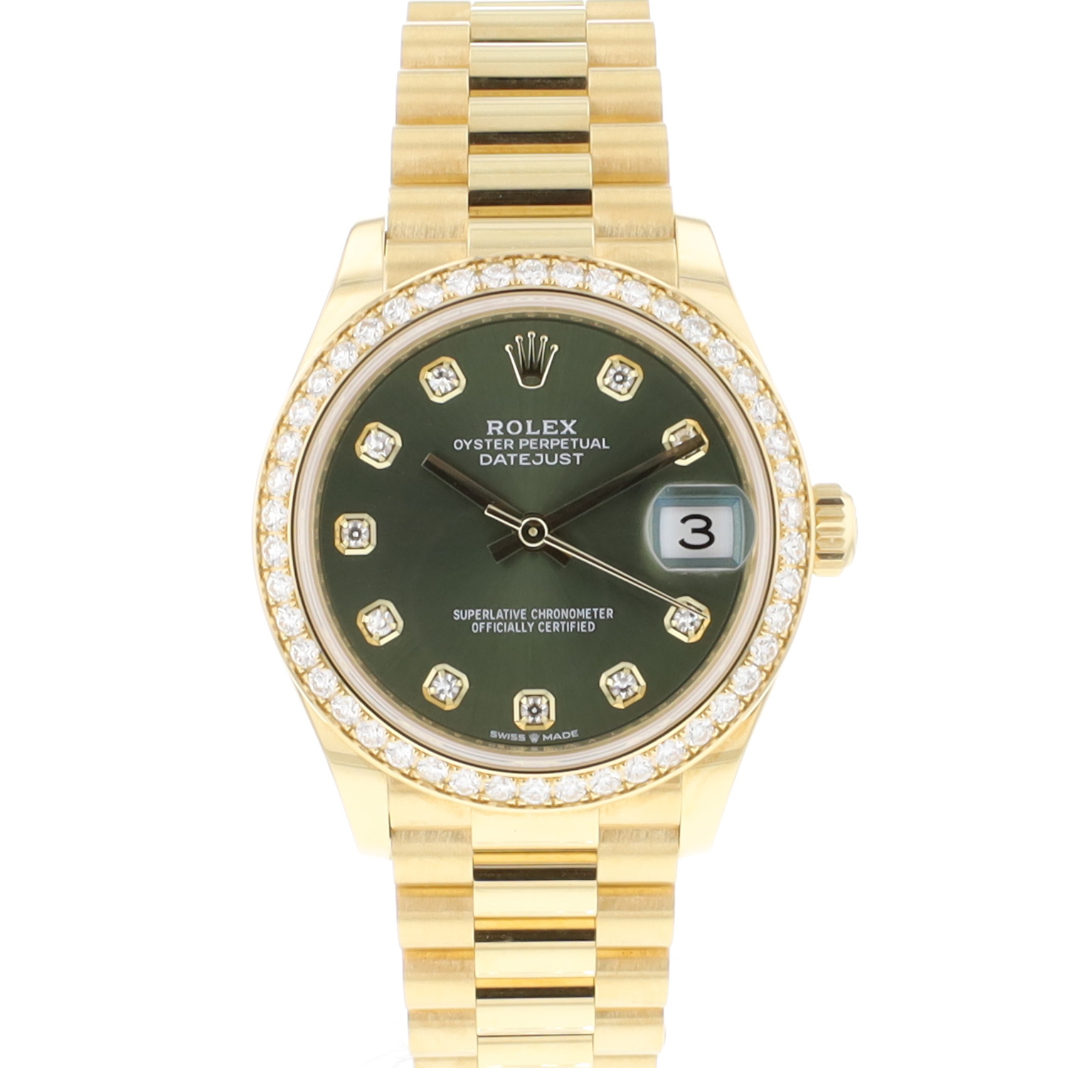 Datejust Midsize 31 Olive Green Diamond Dial