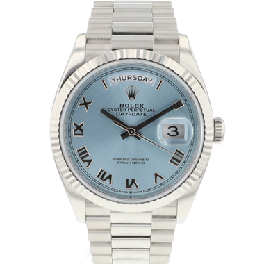 Rolex - Day-Date 36 Platinum Ice-Blue Roman Dial