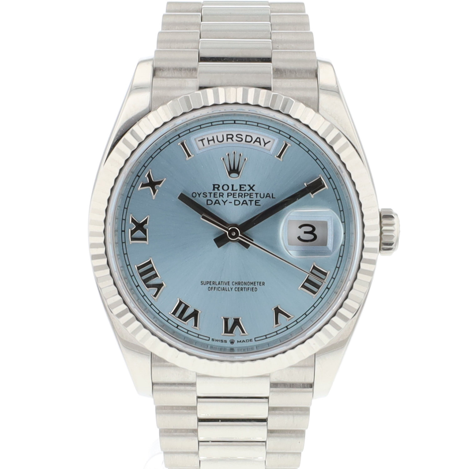 Day-Date 36 Platinum Ice-Blue Roman Dial