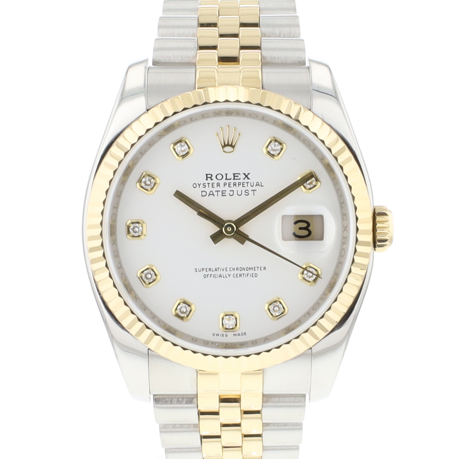 Datejust 36 Steel/Gold White Diamond Dial