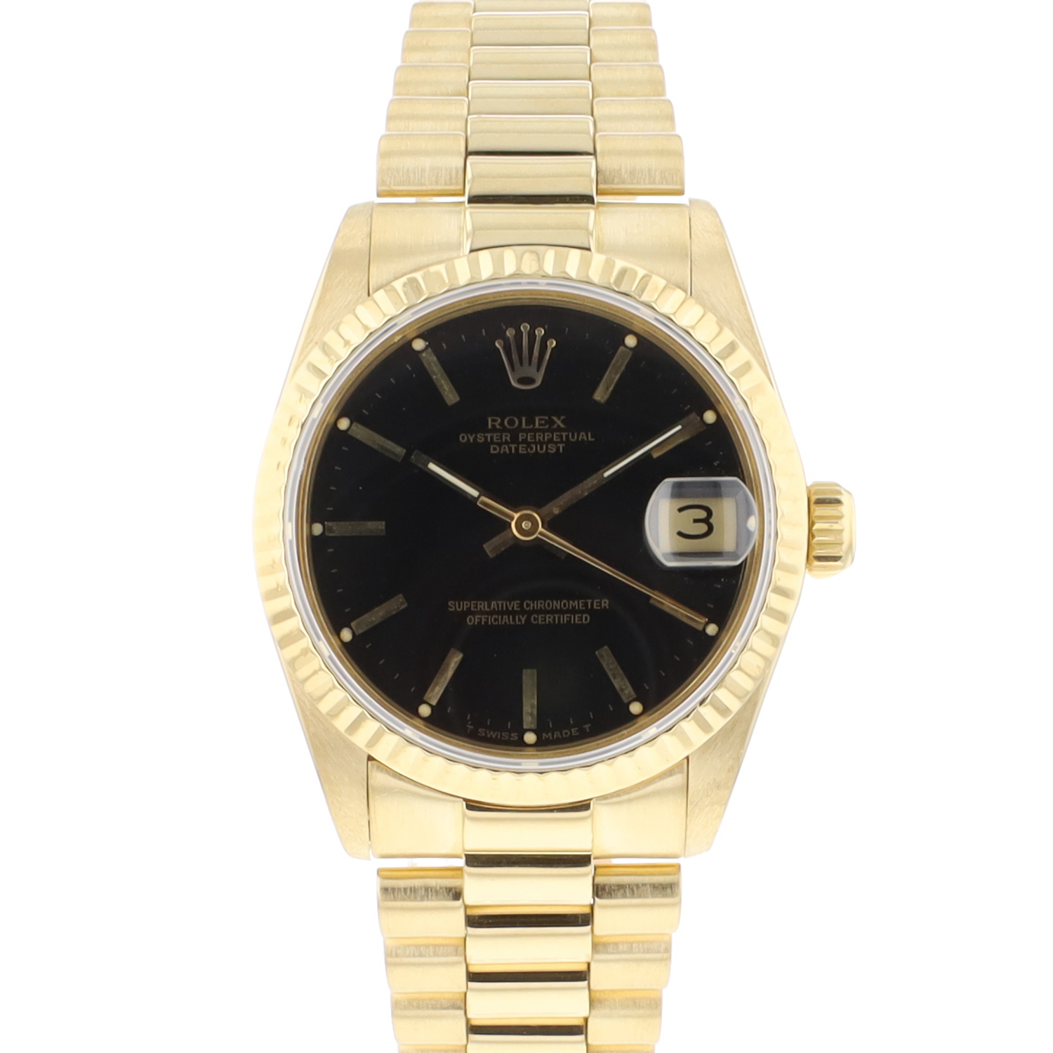 Datejust 31 Midsize Yellow Gold President Black Dial