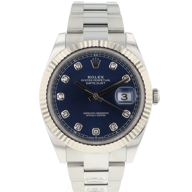 Rolex - Datejust 41 Oyster Fluted Blue Diamond Dial