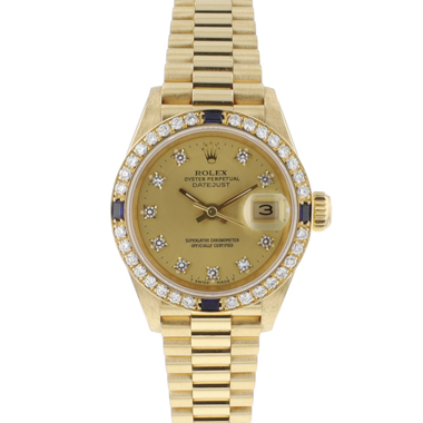 Rolex - Datejust Lady 26 Yellow Gold President Sapphire Diamonds