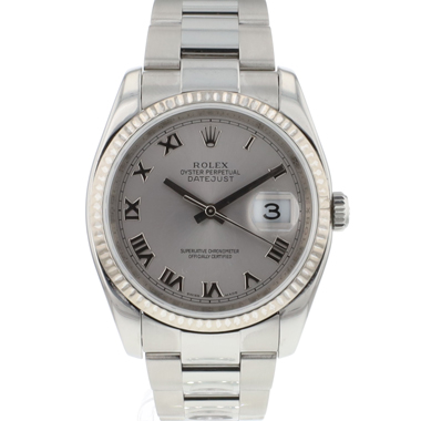 Rolex - Datejust 36 Oyster Rhodium Roman Dial