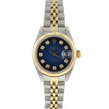 Rolex - Lady-Datejust 26 Steel/Gold Blue Vignette Diamond Dial